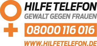 Logo "Hilfetelefon - Gewalt gegen Frauen - 08000 116 016 - www.hilfetelefon.de"